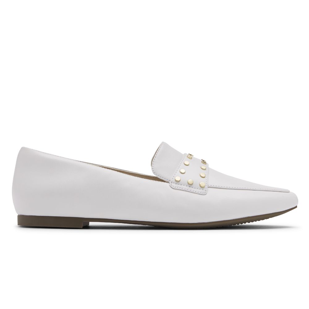 Rockport Canada Total Motion Laylani Studded - Womens Loafers White (TBI406371)